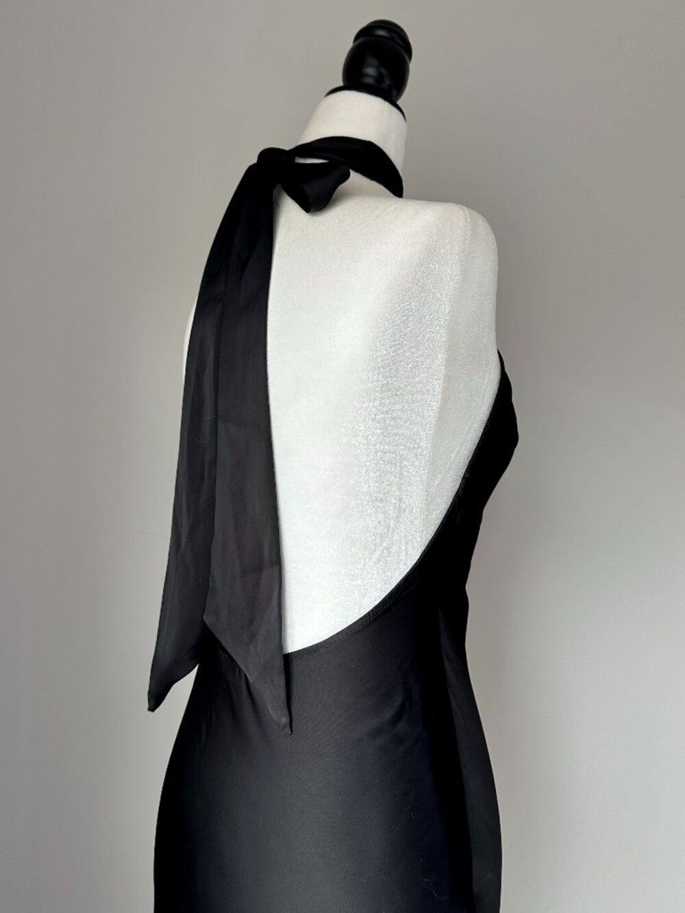 🖤 Darby High Neck Halter Side Slit Satin Maxi Black Tie Formal Dress